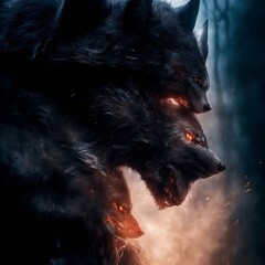 Obraz premium Wolf howling at night