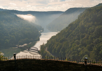 Overlook Platform at New River Gorge National Park and Preserve in southern West Virginia in the...
