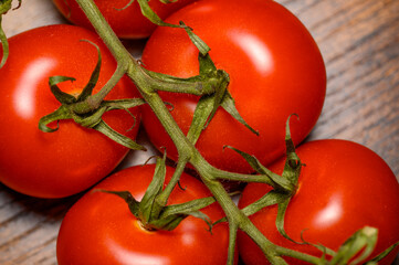 Gałązka pomidorów w zbliżeniu w szczegółach, pomidor tapeta  - obrazy, fototapety, plakaty