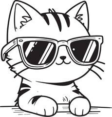 cat with glasses cartoon vector