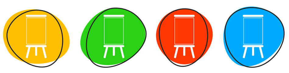 4 bunte Icons: Präsentation - Button Banner