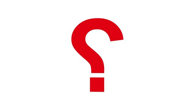 The red question mark rotates around its axis. Small question marks served from top to bottom