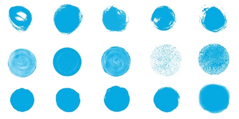 Sammlung von Pinsel Kreisen mit blauer Farbe