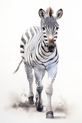 Watercolor zebra illustration white background