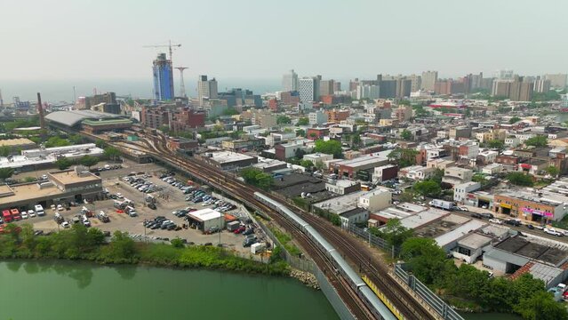 Aerial View A Subway Train Approaching Coney Island Station - Pt. 1