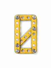 Aged yellow constructor font Number 0 ZERO 3D