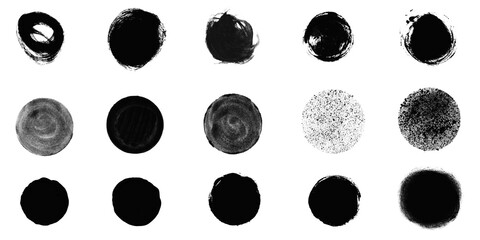 Sammlung von Pinsel Kreisen mit schwarzer Farbe