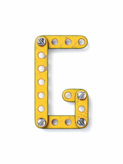 Aged yellow constructor font Letter G 3D