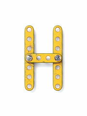 Aged yellow constructor font Letter H 3D