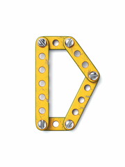 Aged yellow constructor font Letter D 3D