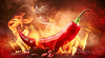 Fiery Red Chili on Fire