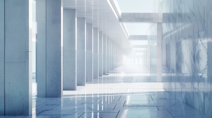 Obraz premium Modern minimalistic architectural background against blue sky. Advertising background with building for business.