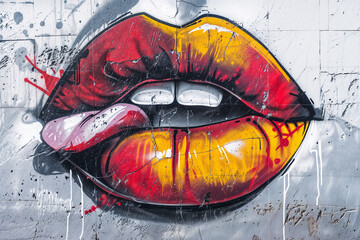 Wall art of lips on a wall