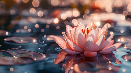 Lotus Flower on Serene Water at Twilight