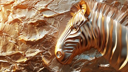 Fototapeta premium Zebra skin background modern illustration with gold foil effect. Luxury gold texture.