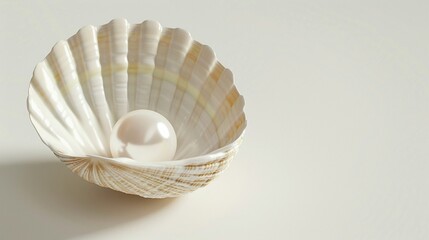 Solo pearl in seashell minimal elegance