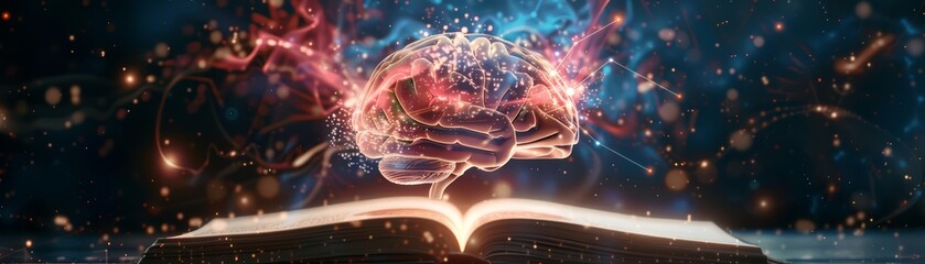 An exploration of the intersection of intellect, information, and cuttingedge advancements in the concept of a virtual brain interacting with an open book