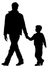 black silhouette of a child with his father without background