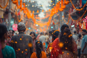 Vibrant of Community Spirit - Festive Scenes of People Coming Together for Lively Traditions and...