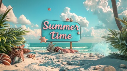 Travel banner - concept with phrase and holiday symbols. Summer background for vacation advertising. - obrazy, fototapety, plakaty