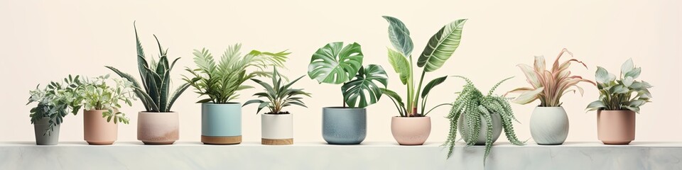 Indoor Jungle: Cozy Potted Houseplants on Marble