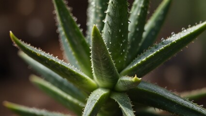 Close-up image of a green large aloe.