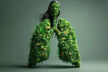 Poster World pneumonia day, banner with the image of the lungs with the texture of grass 