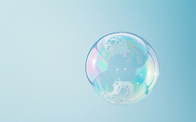 Photo of a single soap bubble on a white background