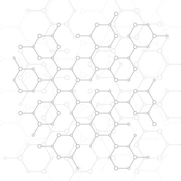 Geometric pattern from hexagons. Technology and science background. Molecular structure of chemical elements.