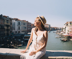 Young woman travel in Venice, Italy, Europe. - 794923589