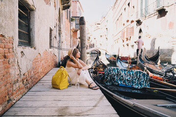 Young woman travel in Venice, Italy, Europe. - 794923968