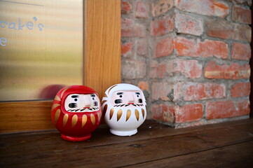 Taiwan - Jan 29, 2024: Daruma money banks are popular lucky charms, symbolizing good fortune and...