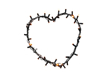 Fairy Lights Heart On Transparent Background.