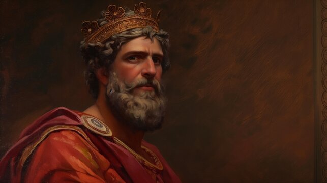 Portrait of young Herod the Great Jewish king with crown oil painting monarch in bible