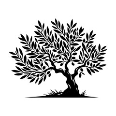Vector Silhouette of Olive Tree- Embracing the Graceful Charm of Nature's Peaceful Symbol- Olive Tree Illustration- Vector of olive tree