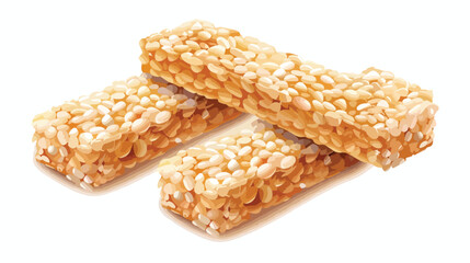 Crispy rice bars on white background Vector illustration