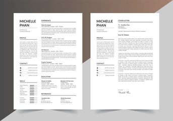 Fototapeta premium Modern Clean Resume Cv Template