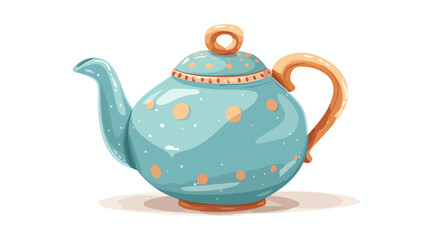 Cute ceramic teapot isolated on white background Vector