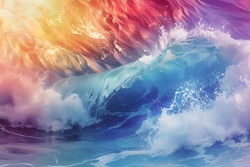 Dazzling Chromatic Ocean Waves:Mesmerizing Fluid Movements of Vibrant Color
