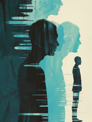 a man silhouette in multiple exposure illustration