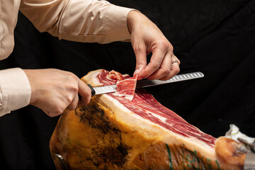 ham iberianAcorn-fed Iberian Ham. Jamon iberico de Bellota