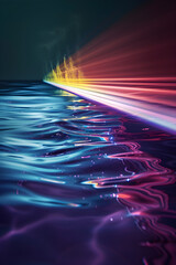 Conceptual Illustration of Light Refraction via Prism - Demonstrating Science Through Art - obrazy, fototapety, plakaty