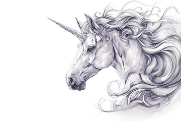 Unicorn Flowing On Transparent Background.