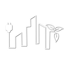 eco friendly city concept, line tamplet symbol icon, eco with electric plug and leaf