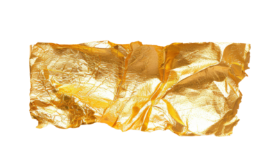 Textured gold leaf crinkled fragment on transparency