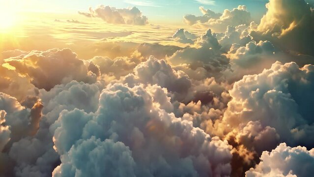 Flight Above Sunset Clouds