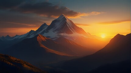 sunrise in the mountains, ai generated