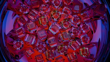 Ruby Resonance: A Dazzling Cluster of Crystalline Reflections - obrazy, fototapety, plakaty