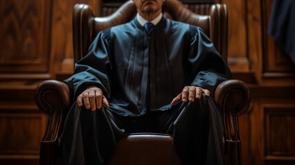 Fototapeta na wymiar .A close-up capturing the judicial gravitas of a judge in his chair
