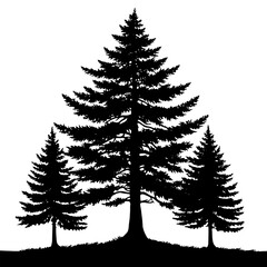 Pine Tree Vector Silhouette- Echoing the Serene Presence of Nature's Towering Evergreen- Pine tree Illustration.
